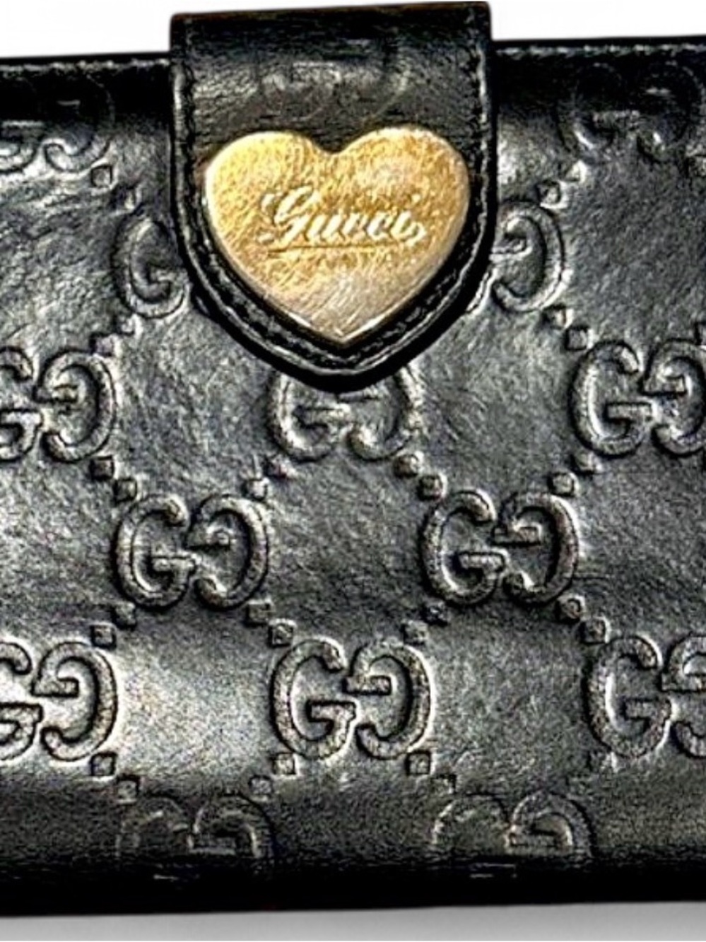 Auth GUCCI Guccissima Bifold Long Wallet Black Leather/Goldtone - e60795g